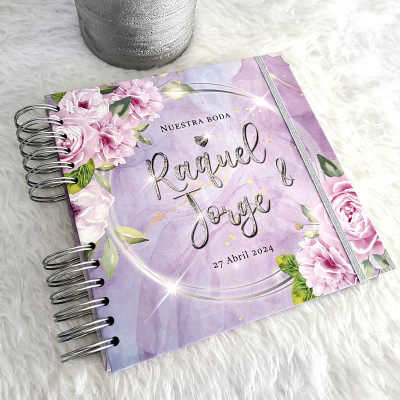 Libro de Firmas de Boda - Lila y Flores Libro de Firmas de Boda - Lila y Flores