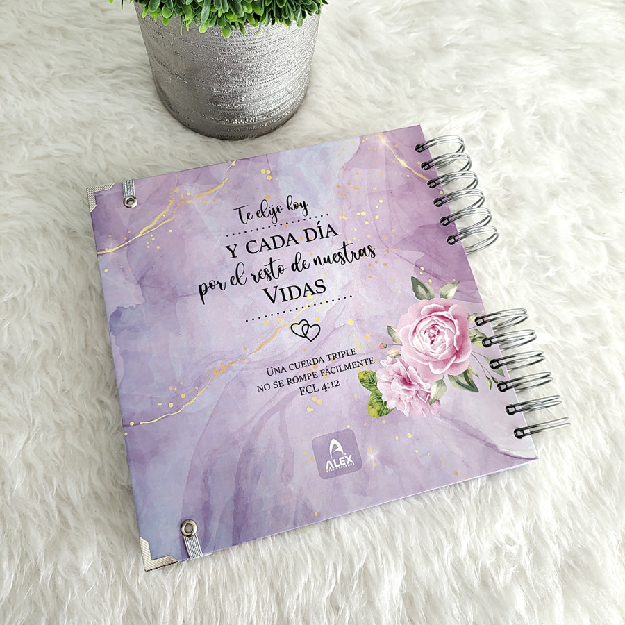 Libro de Firmas de Boda - Lila y Flores