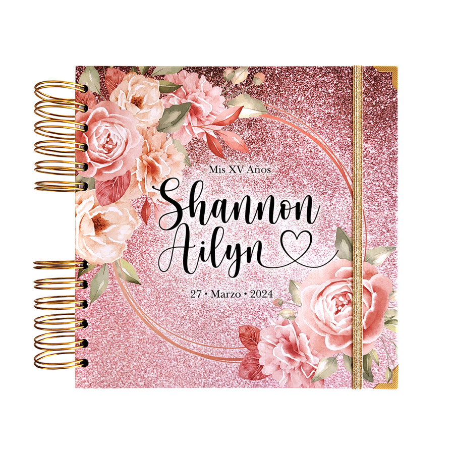 Libro de Firmas XV años - Rosa y Dorado