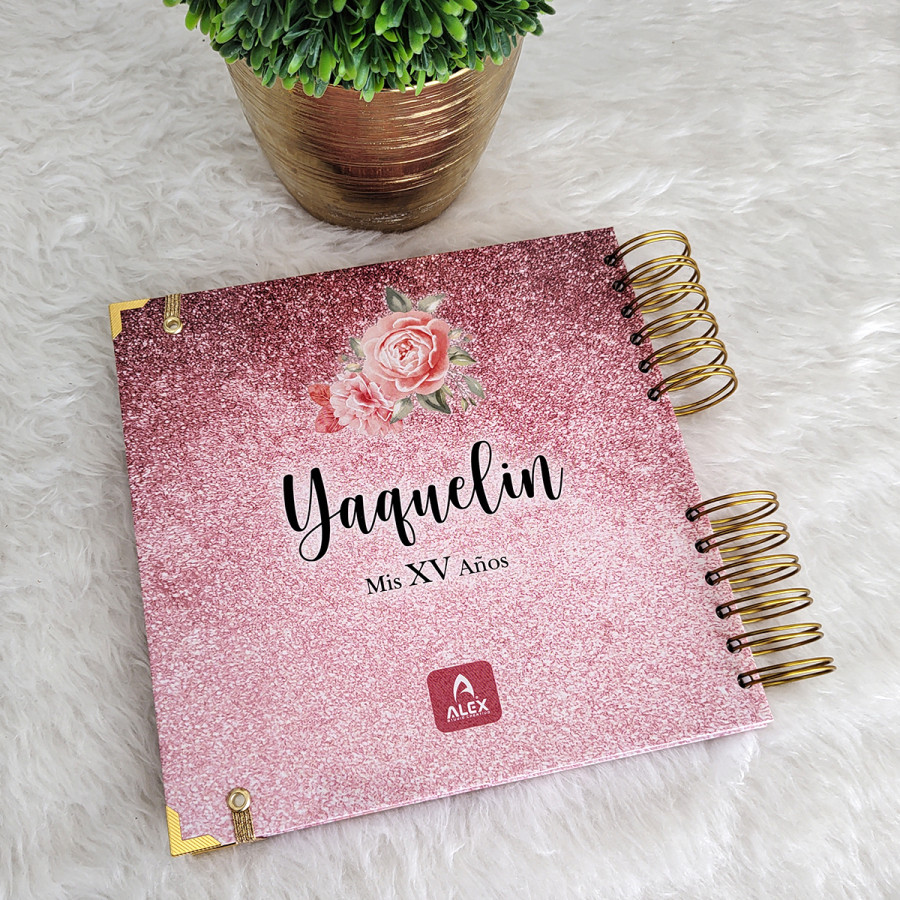 Libro de Firmas XV años - Rosa y Dorado