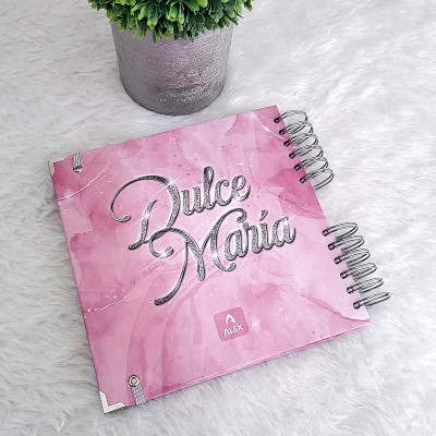 Libro de Firmas XV años - Rosa y detalles en Plateado