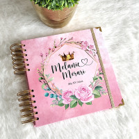 Libro de Firmas XV años - Rosa 02 y detalles en Dorado