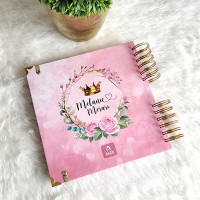 Libro de Firmas XV años - Rosa 02 y detalles en Dorado