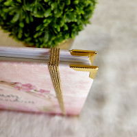 Libro de Firmas XV años - Rosa 02 y detalles en Dorado