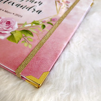 Libro de Firmas XV años - Rosa 02 y detalles en Dorado