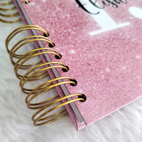 Libro de Firmas XV años - Rosa Glitter y detalles en Dorado