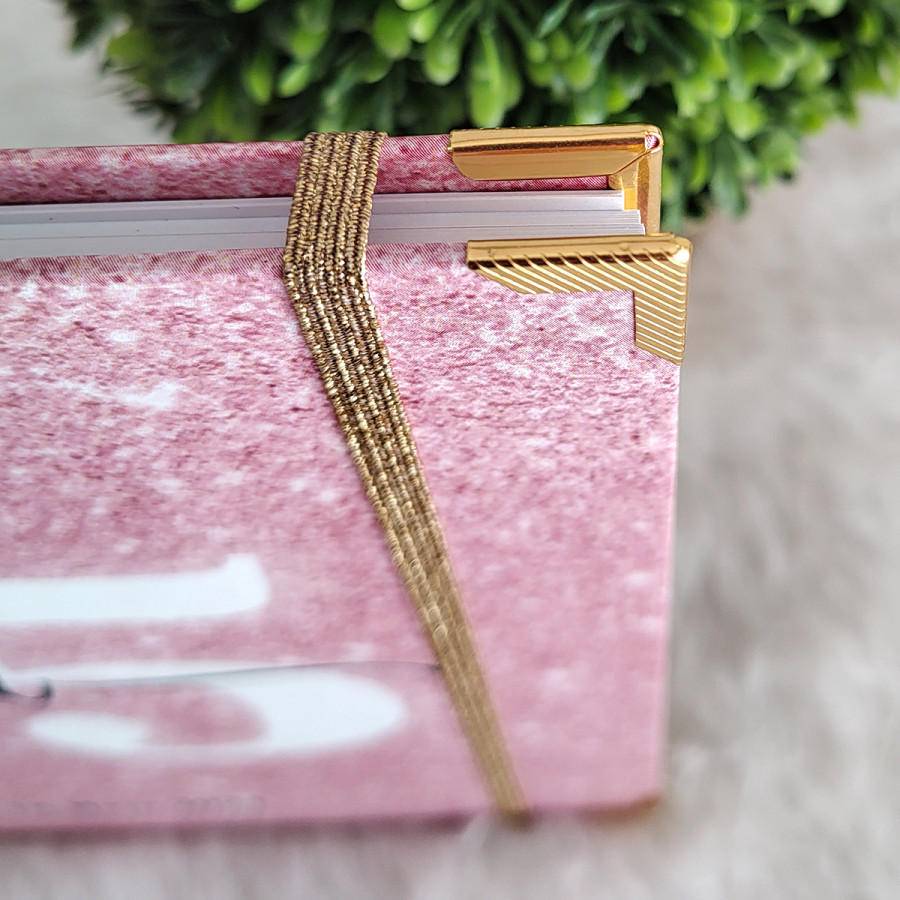 Libro de Firmas XV años - Rosa Glitter y detalles en Dorado