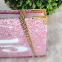 Libro de Firmas XV años - Rosa Glitter y detalles en Dorado