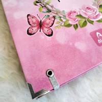 Libro de Firmas XV años - Rosas y Mariposas con detalles en Plata