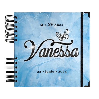 Libro de Firmas XV años - Azul y detalles en Negro