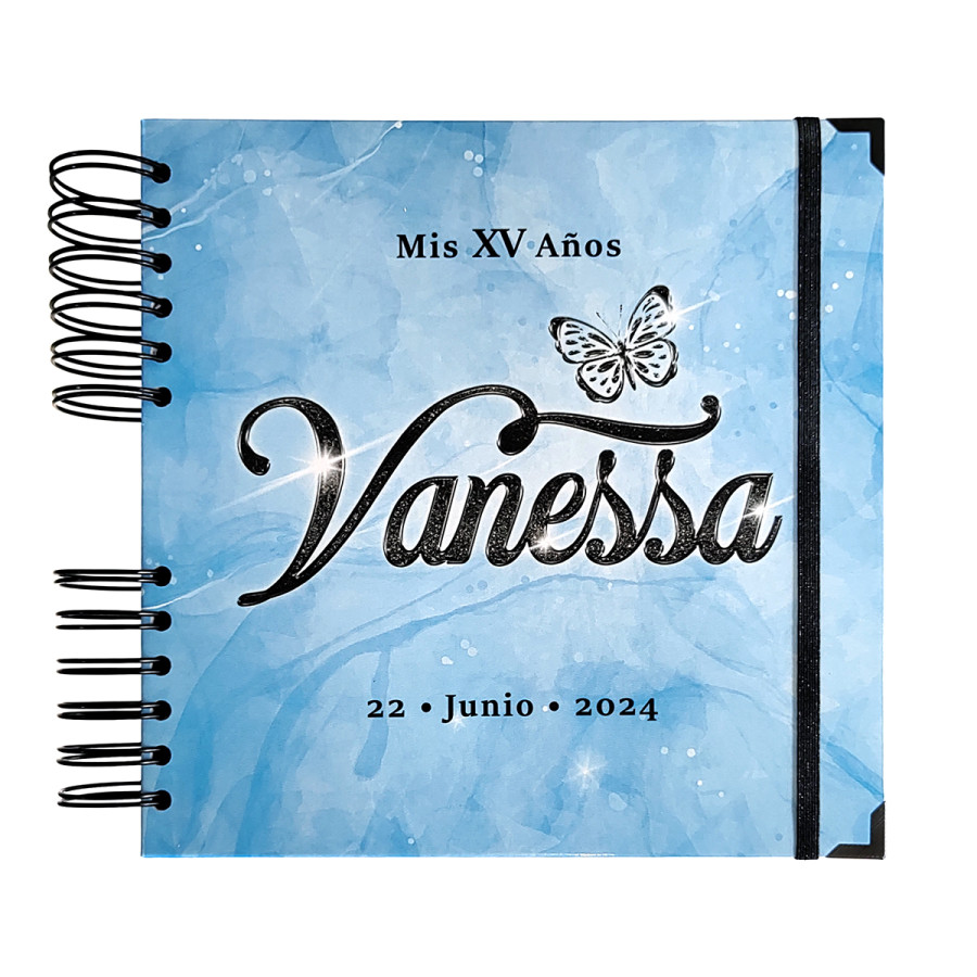 Libro de Firmas XV años - Azul y detalles en Negro