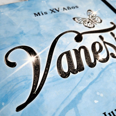 Libro de Firmas XV años - Azul y detalles en Negro