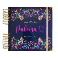 Libro de Firmas XV años - Flores Mexicanas y detalles en Dorado Libro de Firmas XV años - Flores Mexicanas y detalles en Dorado