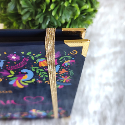 Libro de Firmas XV años - Flores Mexicanas y detalles en Dorado