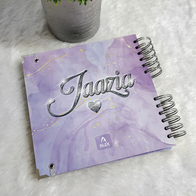 Libro de Firmas XV años - Lila Acuarela y detalles en Plateado