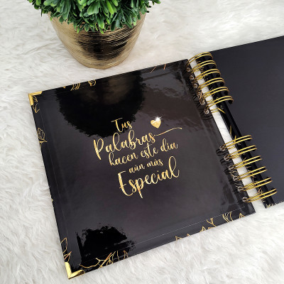 Libro de Firmas XV años - Negro y detalles en Dorado