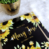 Libro de Firmas XV años - Girasoles y detalles en Dorado