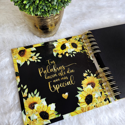 Libro de Firmas XV años - Girasoles y detalles en Dorado