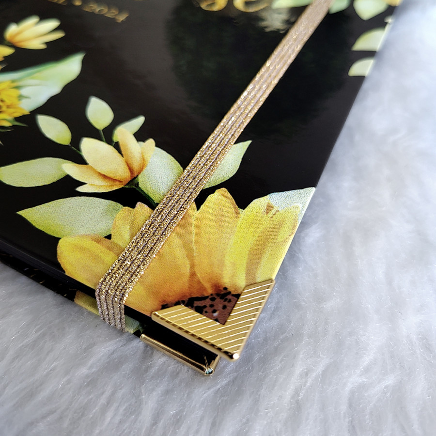 Libro de Firmas XV años - Girasoles y detalles en Dorado