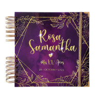 Libro de Firmas XV años - Morado y detalles en Dorado