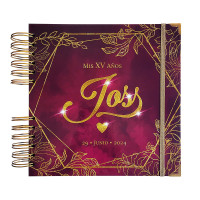 Álbum de Firmas XV años - Vino Borgoña y detalles en Dorado Álbum de Firmas XV años - Vino Borgoña y detalles en Dorado