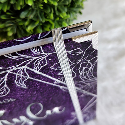 Libro de Firmas XV años - Morado y detalles en Plateado