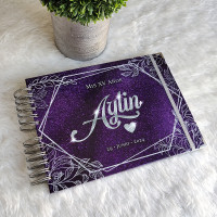 Libro de Firmas XV años - Morado y detalles en Plateado Libro de Firmas XV años - Morado y detalles en Plateado