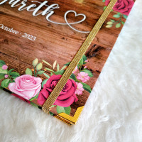 Libro de Firmas XV años - Madera y Rosas con detalles en Dorado