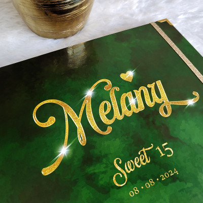 Guestbook - Quince Años - Verde Esmeralda y Dorado