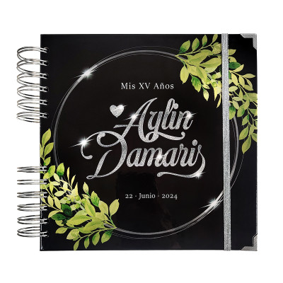 Libro de Firmas XV Años - Negro, Verde y Plateado