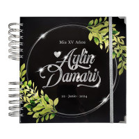 Libro de Firmas XV Años - Negro, Verde y Plateado