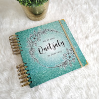 Guestbook XV Años - Verde Turquesa y Dorado con marco floral Guestbook XV Años - Verde Turquesa y Dorado con marco floral