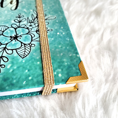 Guestbook XV Años - Verde Turquesa y Dorado con marco floral