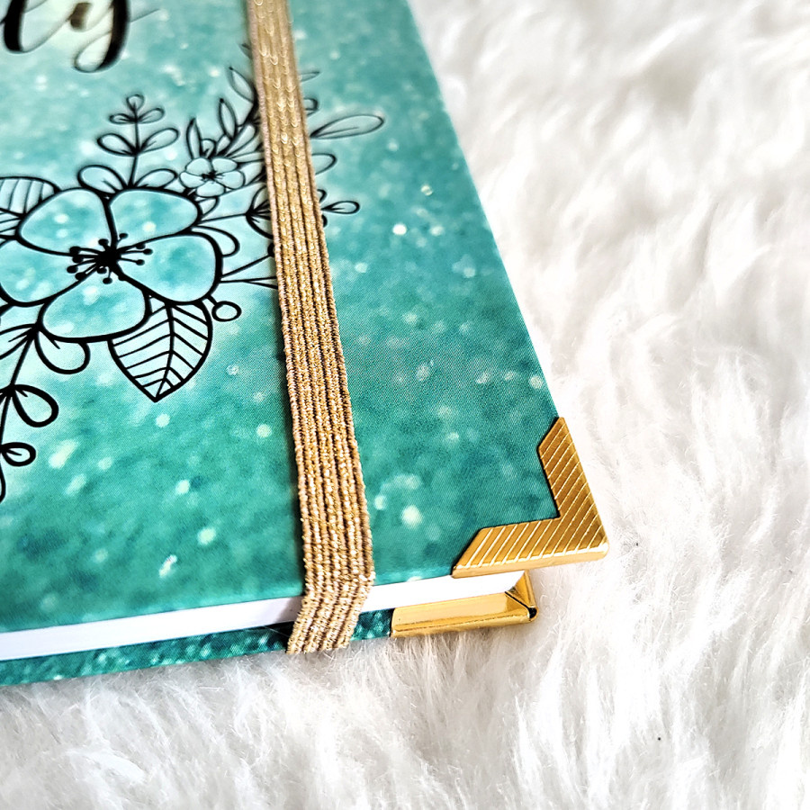Guestbook XV Años - Verde Turquesa y Dorado con marco floral Guestbook XV Años - Verde Turquesa y Dorado con marco floral