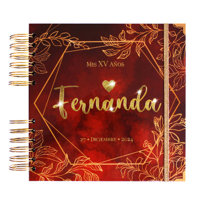 Libro de Firmas XV Años - Rojo y Dorado