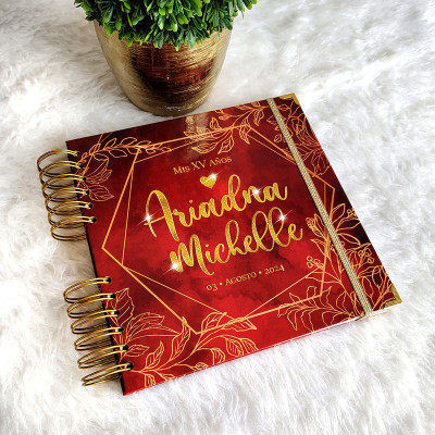 Libro de Firmas XV Años - Rojo y Dorado