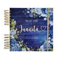 Libro de Firmas XV Años - Madera Azul y Rosas Libro de Firmas XV Años - Madera Azul y Rosas