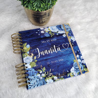 Libro de Firmas XV Años - Madera Azul y Rosas