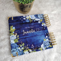 Libro de Firmas XV Años - Madera Azul y Rosas