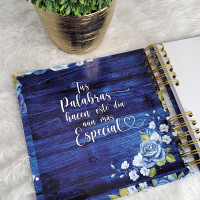 Libro de Firmas XV Años - Madera Azul y Rosas