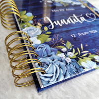 Libro de Firmas XV Años - Madera Azul y Rosas