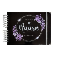Libro de Firmas XV Años - Negro y Floral Lila con Plateado