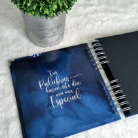 Álbum de Firmas XV Años - Diseño Floral Azul y Detalles en Plata
