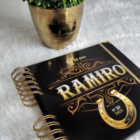 Libro de Firmas XV Años Varonil - Negro Vaquero Dorado