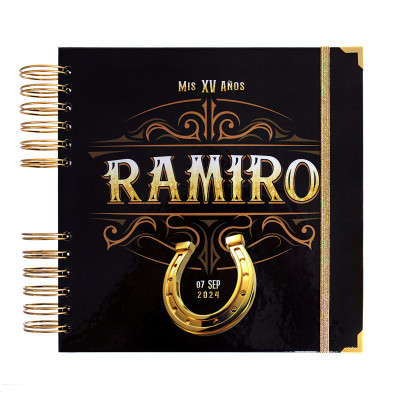 Libro de Firmas XV Años Varonil - Negro Vaquero Dorado