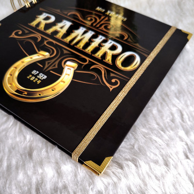 Libro de Firmas XV Años Varonil - Negro Vaquero Dorado