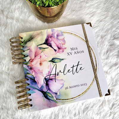 Guestbook XV Años - Diseño Floral Acuarela