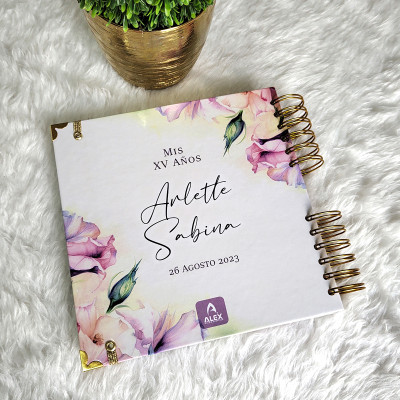 Guestbook XV Años - Diseño Floral Acuarela