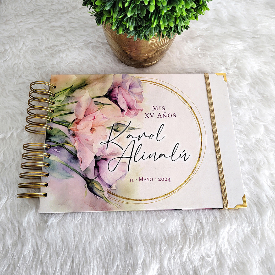 Guestbook XV Años - Diseño Floral Acuarela