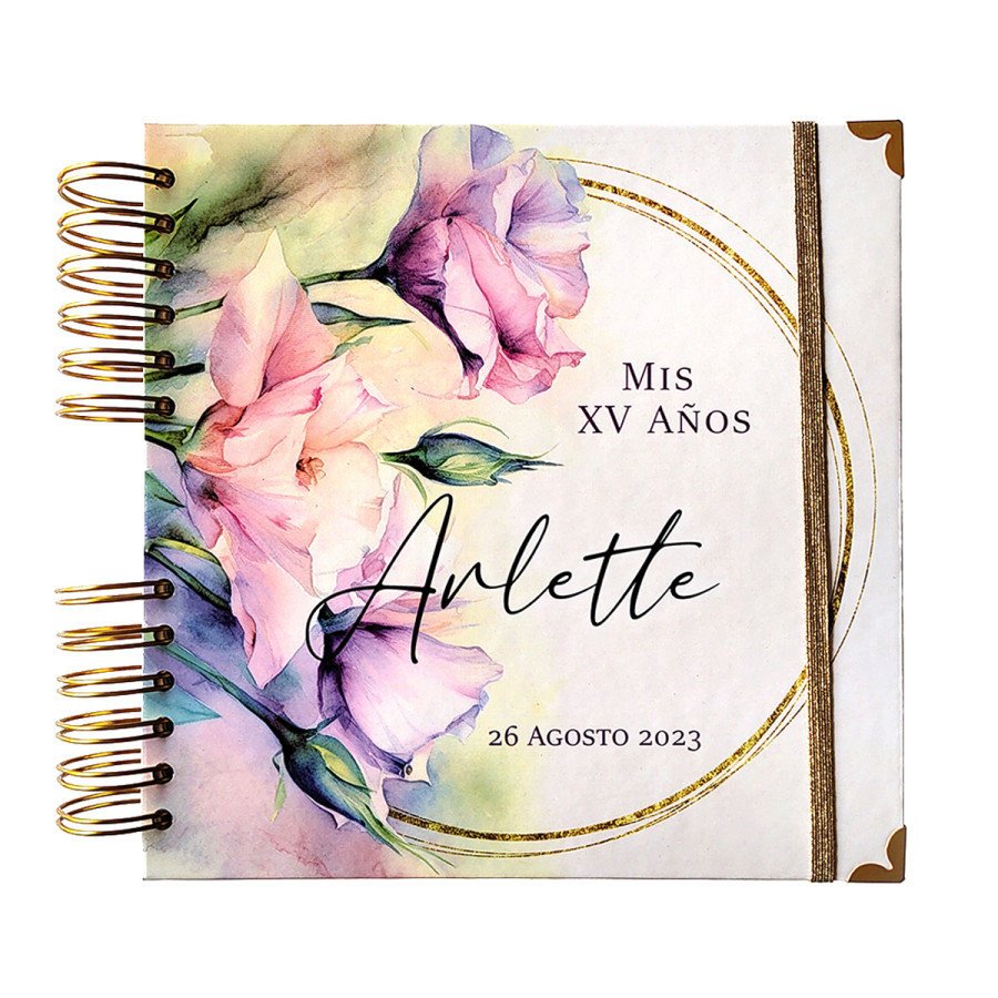 Guestbook XV Años - Diseño Floral Acuarela
